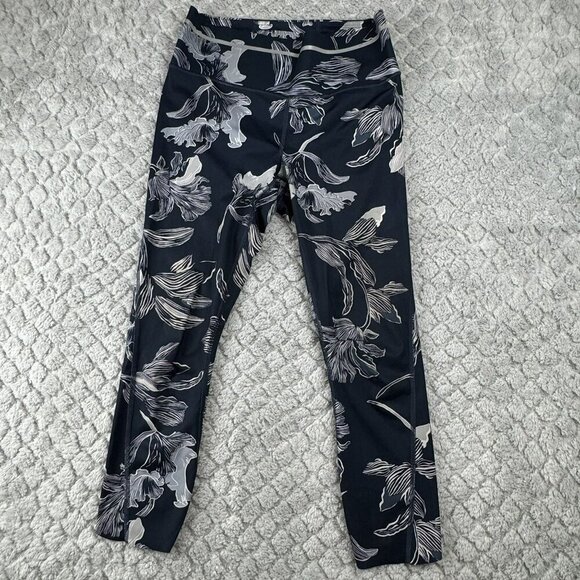 Athleta‎ Womens Sonic Floral Print Leggings Small Blue White Size S - Picture 1 of 5
